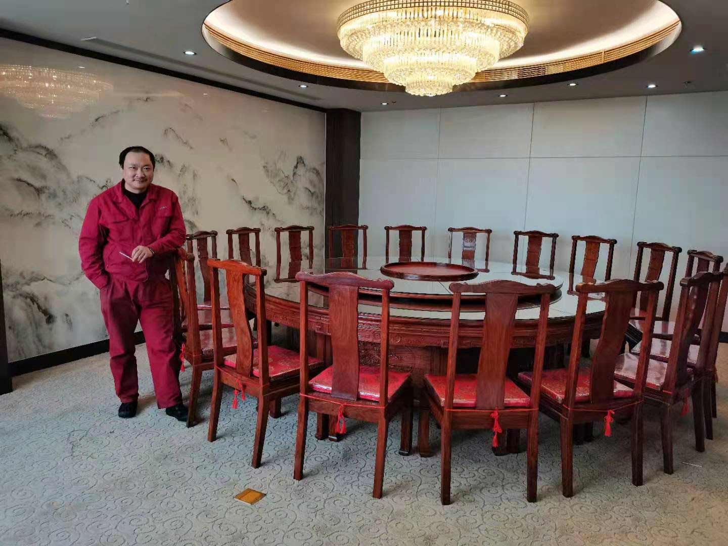 会所饭店红木大圆桌
